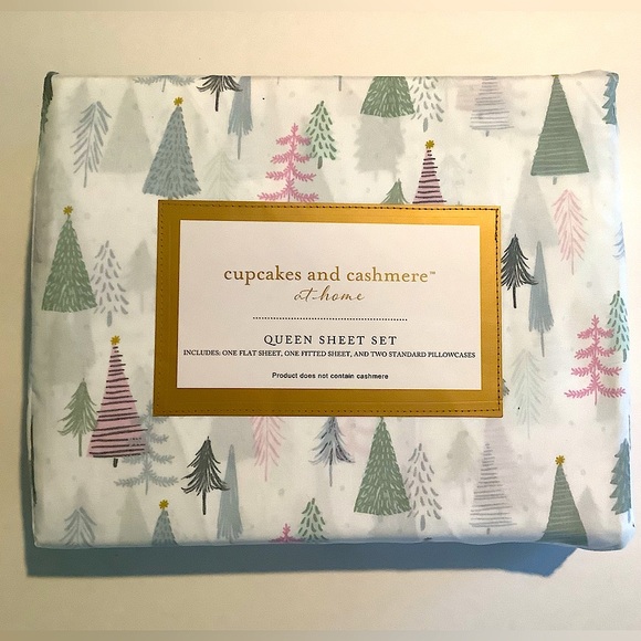 Cupcakes & Cashmere Amsterdam Trees Holiday Sheet Set New - Picture 1 of 4